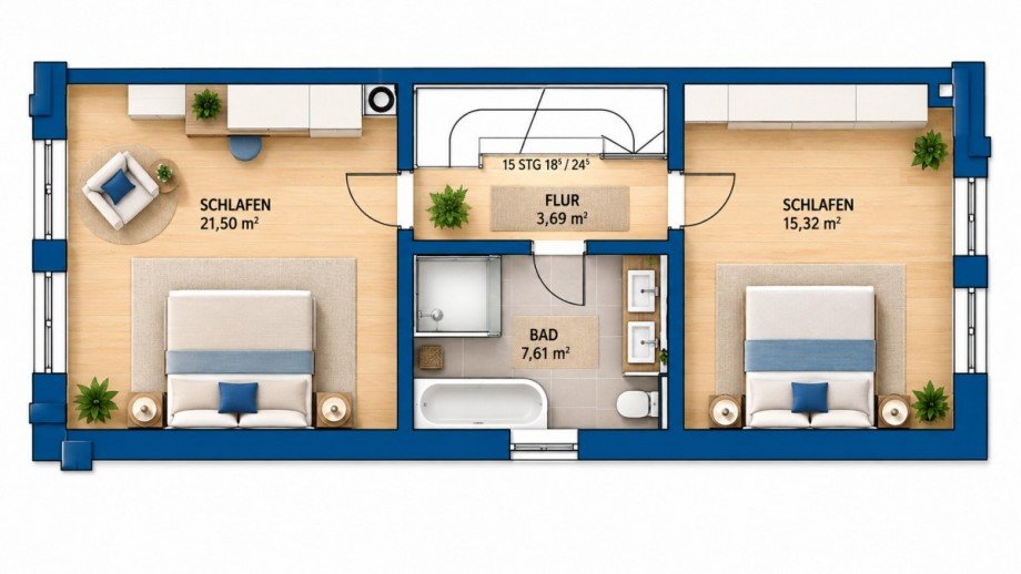 Grundriss Obergeschoss Doppelhaush�lfte Kempten