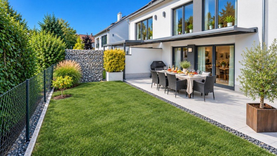 Terrasse und Garten Doppelhaush�lfte Kempten