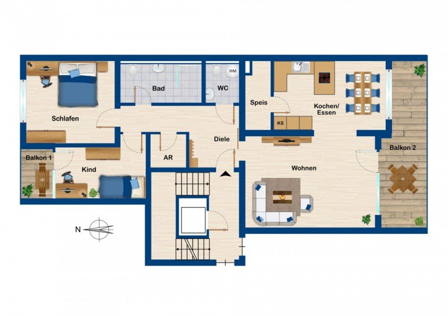 Grundriss Dachgeschosswohnung Kempten
